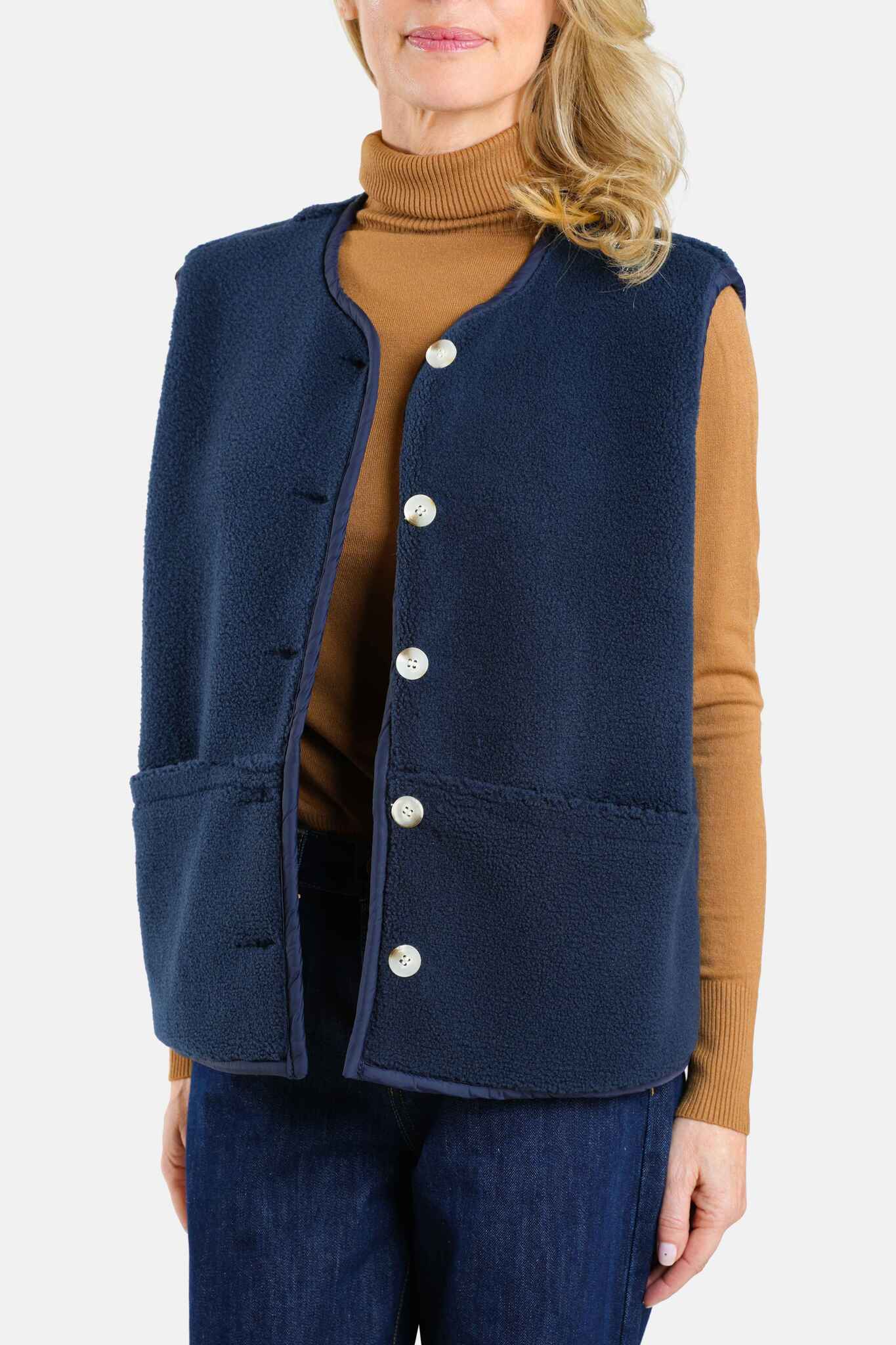 Veste sans manches VITA bleu marine femme, NAVY, taille XS, porté par Jessica (1m75) – photo 5