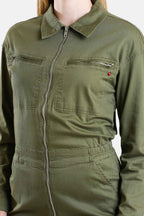 Combinaison manches longues kaki DAUPHINE femme, KAKI, taille XS, porté par Lilou (1m75) (F.A.M. JEANS) – photo 1