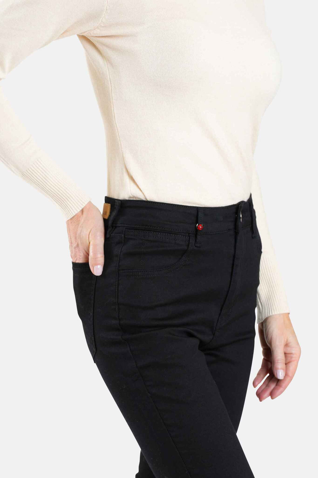 Jean skinny taille haute noir JACQUELINE femme, BLACK, taille 26, porté par Jessica (1m75) (F.A.M. JEANS) – photo 1