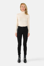 Jean skinny taille haute noir JACQUELINE femme, BLACK, taille 26, porté par Jessica (1m75) – photo 3