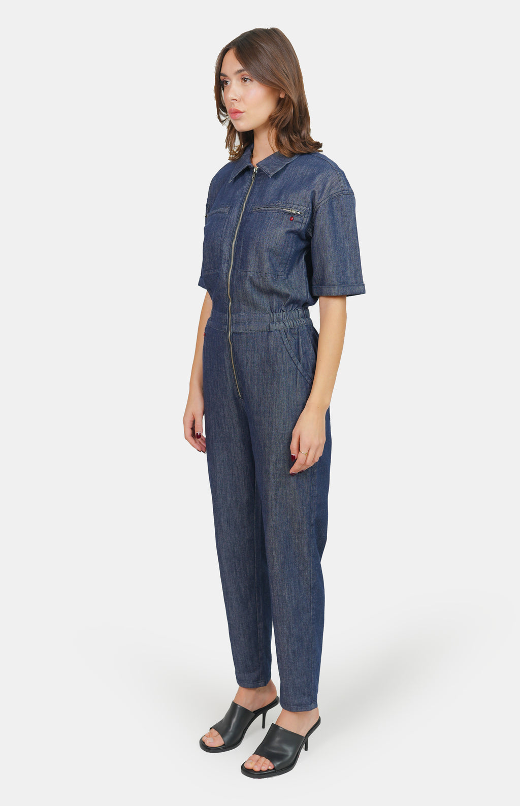 Combinaison manches courtes indigo DAUPHINE femme, INDIGO, taille XS, porté par Claire (1m76) – photo 4