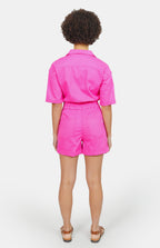 Combishort fuchsia en coton DOLCE femme, FUCHSIA, taille XS, porté par Marie (1m71) – photo 5