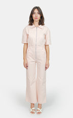 Combinaison évasée manches courtes saumon DELPHINE femme, LIGHT SALMON, taille XS, porté par Claire (1m76) – photo 3