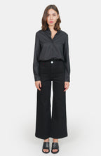 Chemise unie noir HELENE femme, BLACK, taille XS, porté par Claire (1m76) – photo 4