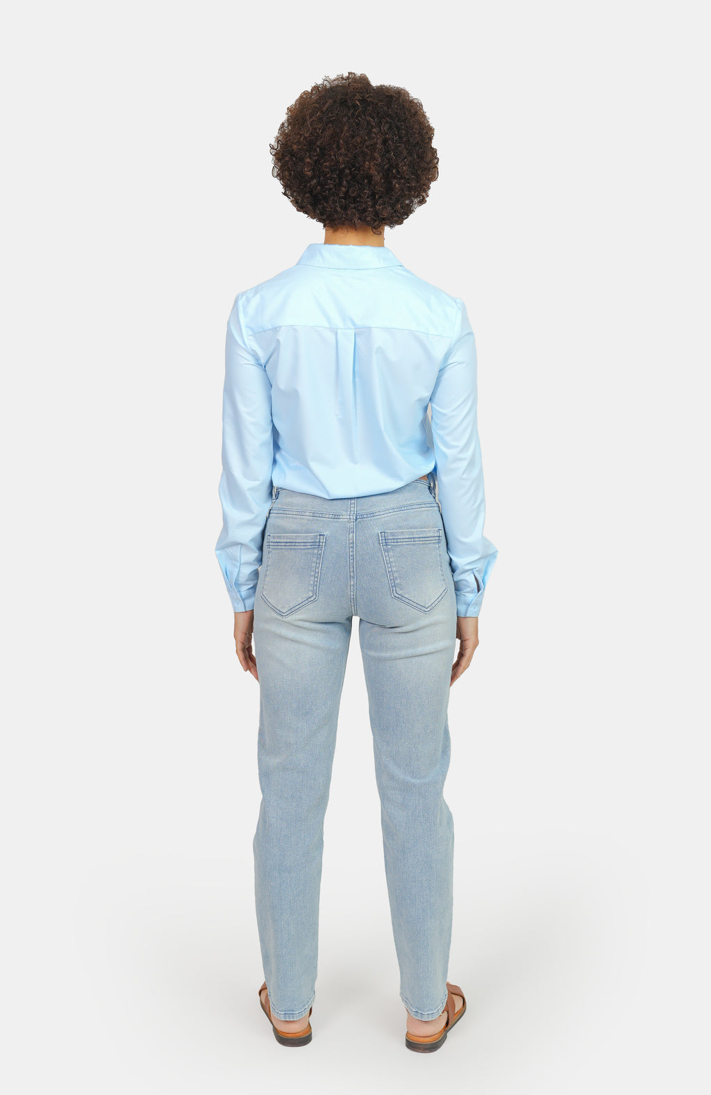 Chemise unie bleu HELENE femme, BLUE, taille XS, porté par Marie (1m71) – photo 5