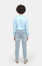 Chemise unie bleu HELENE femme, BLUE, taille XS, porté par Marie (1m71) – photo 5