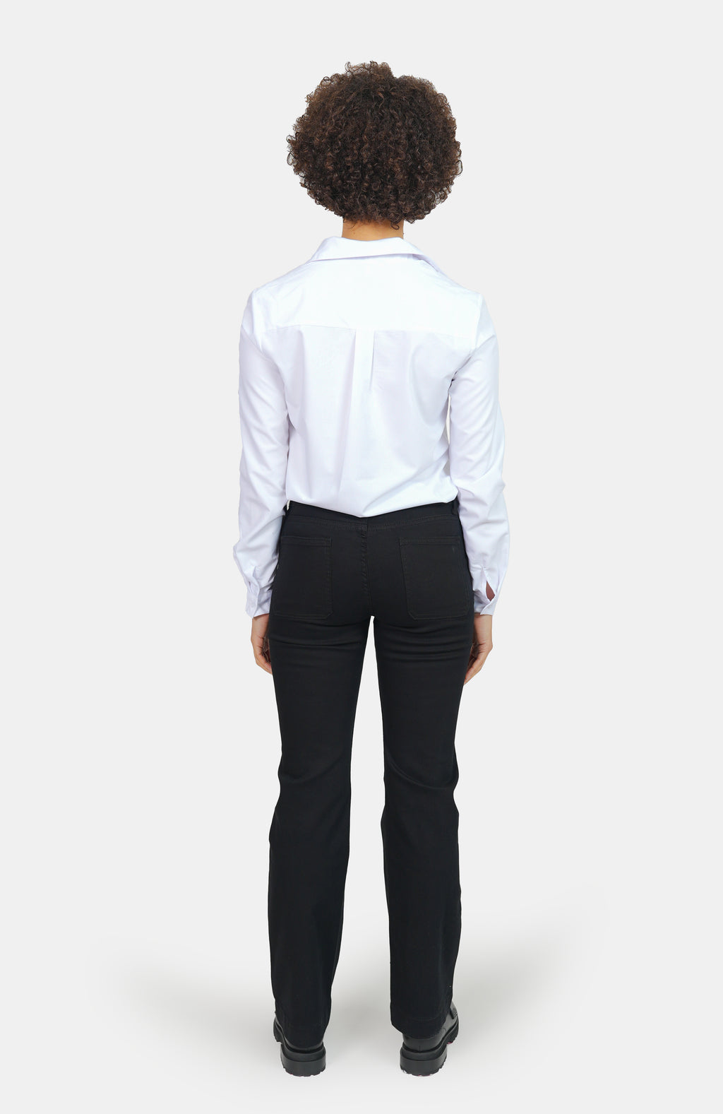 Chemise unie blanc HELENE femme, WHITE, taille XS, porté par Marie (1m71) – photo 5