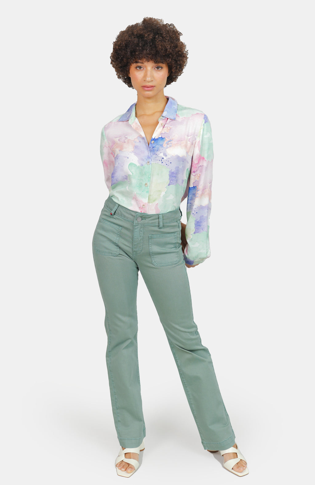 Jean bootcut sage BELLA femme, SAGE, taille 26, porté par Marie (1m71) (F.A.M. JEANS) – photo 1