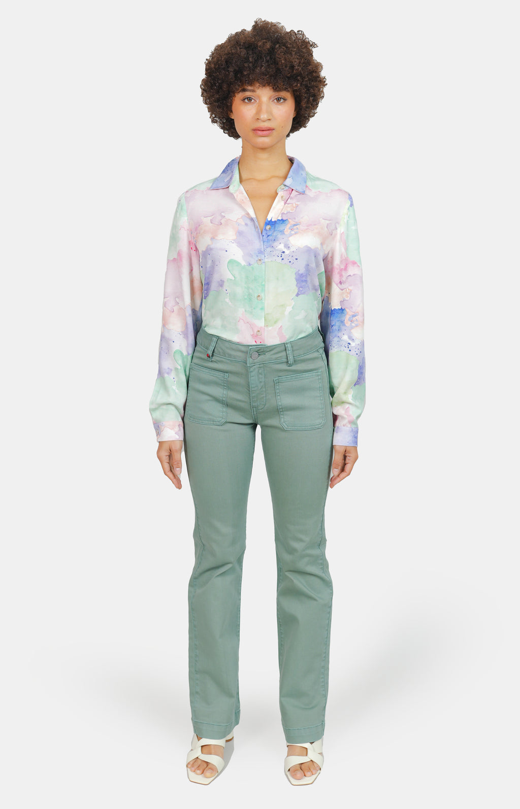 Jean bootcut sage BELLA femme, SAGE, taille 26, porté par Marie (1m71) – photo 2