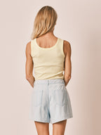 Short ample bleu clair AYEL en coton femme, BABY BLUE, taille XS, porté par Jessica (1m75) – photo 4