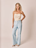 Pantalon évasé bleu clair FEYEL femme, BABY BLUE, taille XS, porté par Jessica (1m75) (F.A.M. JEANS) – photo 1