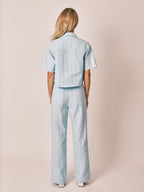 Pantalon évasé bleu clair FEYEL femme, BABY BLUE, taille XS, porté par Jessica (1m75) – photo 8