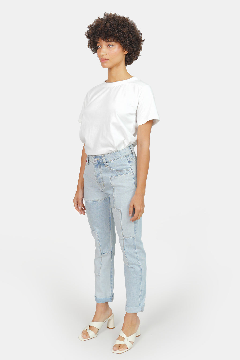 Jean mom bleu clair PATRICIA PATCHWORK femme, PATCHWORK, taille 25, porté par Marie (1m71) – photo 3