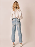 Jean boyfriend bleu clair MANON Scrapper femme, LIGHT BLUE, taille XS, porté par Jessica (1m75) – photo 5