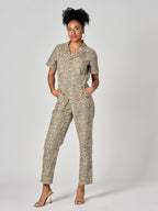 Combinaison manches courtes en Léopard DENISE femme, LEOPARD, taille XS, porté par Shazney (1m75) (F.A.M. JEANS) – photo 1