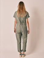 Combinaison manches courtes kaki DENISE femme, KAKI, taille XS, porté par Zoé (1m76) – photo 4