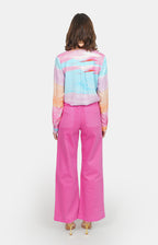 Chemise à motifs Pastel A HELENE femme, PASTEL A, taille XS, porté par Claire (1m76) – photo 4