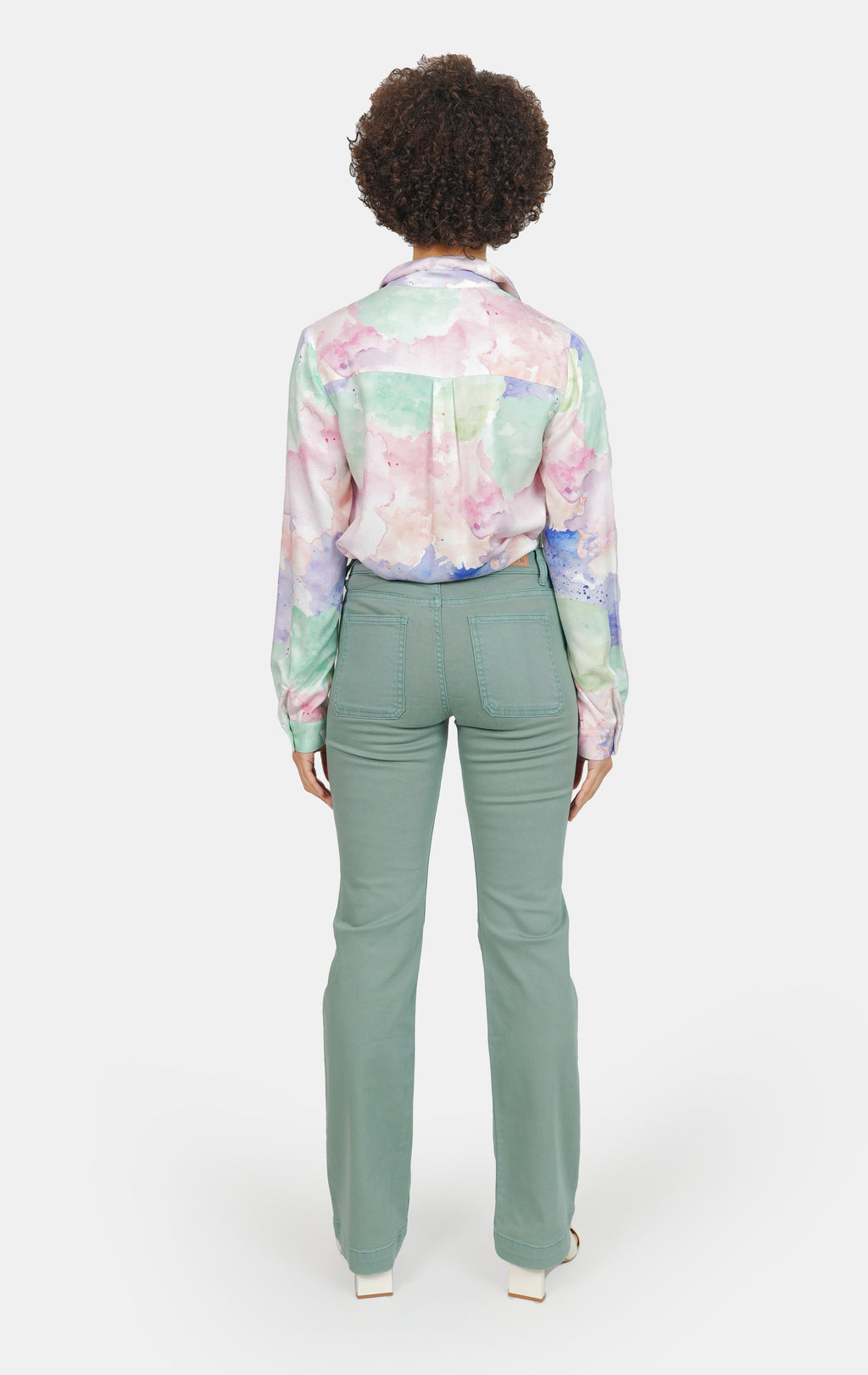 Chemise à motifs Pastel B HELENE femme, PASTEL B, taille XS, porté par Marie (1m71) – photo 5