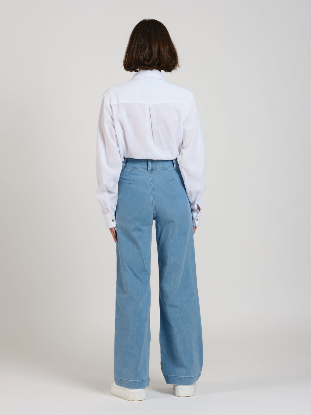 Jean évasé bleu FAUVE femme, BLUE, taille XXS, porté par Léa (1m70) – photo 2