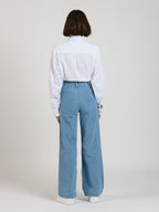 Jean évasé bleu FAUVE femme, BLUE, taille XXS, porté par Léa (1m70) – photo 2