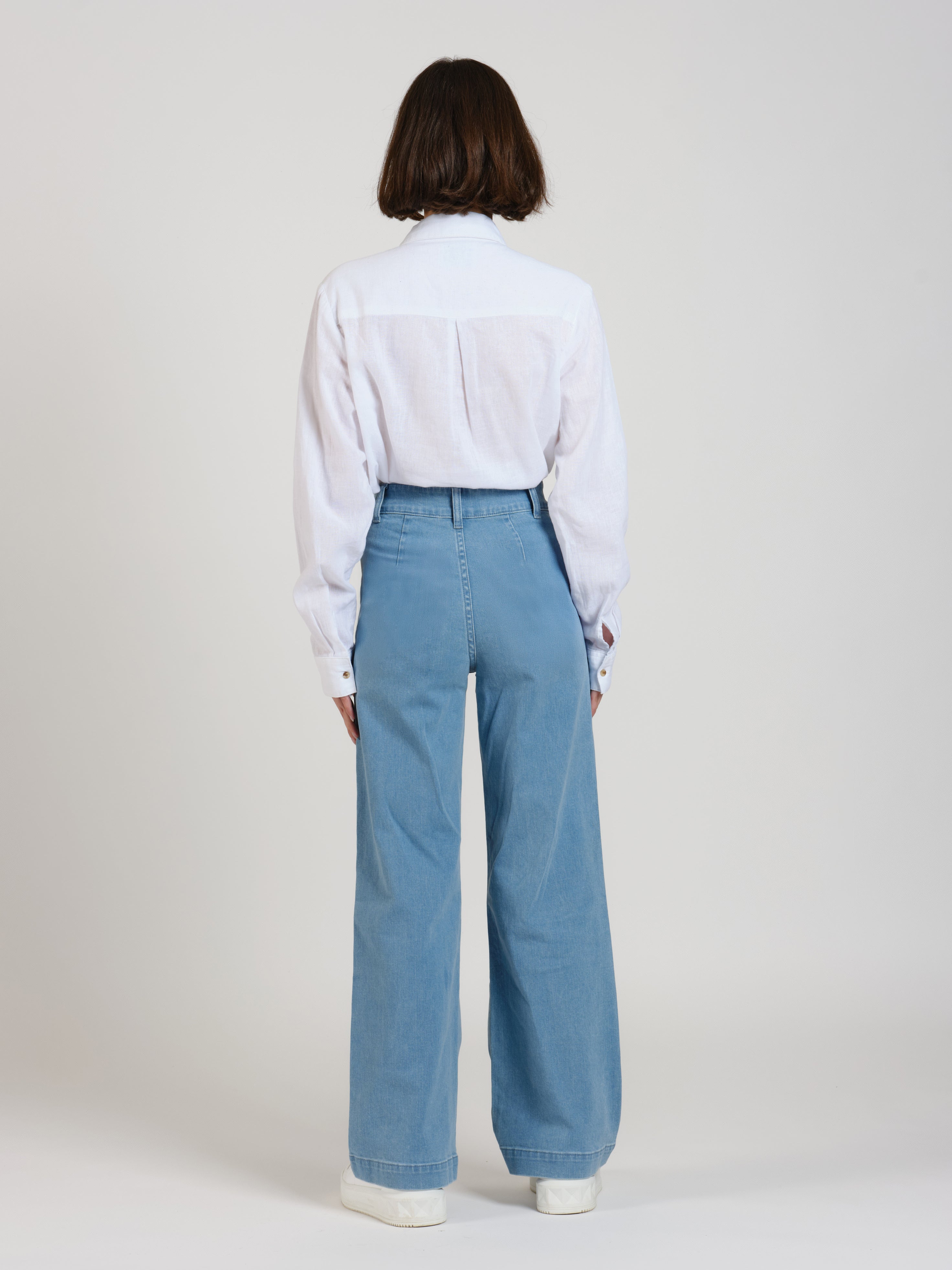 Jean évasé bleu FAUVE femme, BLUE, taille XXS, porté par Léa (1m70) – photo 2