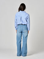Jean évasé bleu FAUVE femme, BLUE, taille XS, porté par Valentine (1m70) – photo 4