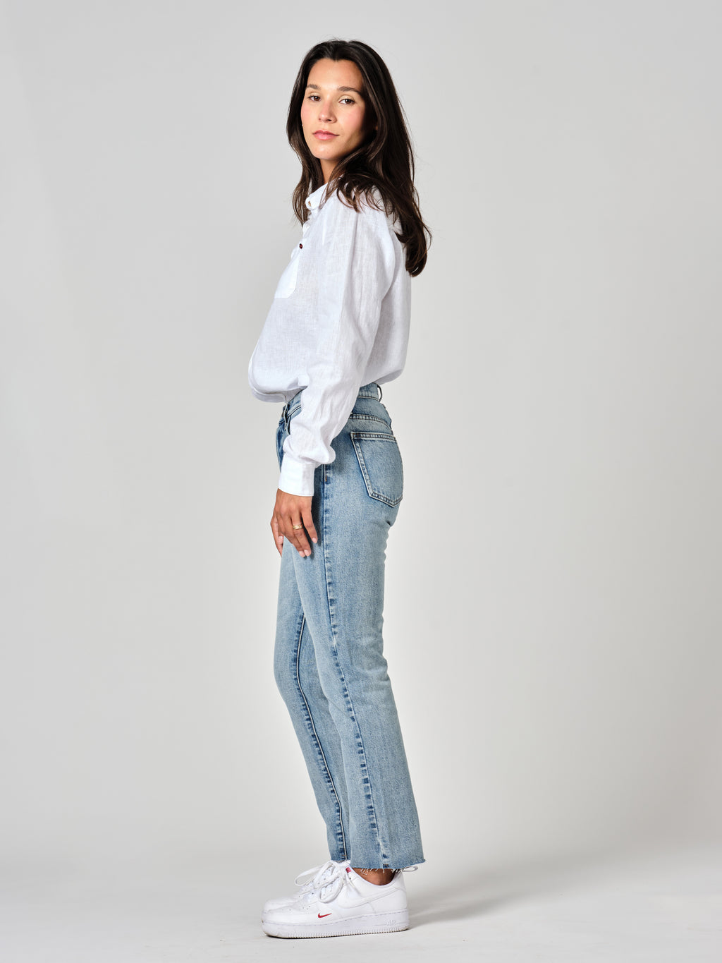 Jean mom bleu PATRICIA femme, BLUE JEANS, taille 25, porté par Amanda (1m76) – photo 3