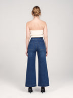 Jean évasé stone FAUVE femme, STONE, taille XS, porté par Priscilla (1m76) – photo 4