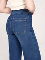 Jean évasé stone FAUVE femme, STONE, taille XS, porté par Priscilla (1m76) – photo 5