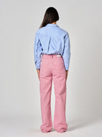 Jean évasé red FOREST STRIPE femme, RED, taille XS, porté par Valentine (1m70) – photo 4