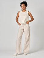 Jean évasé sand FOREST STRIPE femme, SAND, taille XS, porté par Shazney (1m75) (F.A.M. JEANS) – photo 1