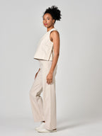 Jean évasé sand FOREST STRIPE femme, SAND, taille XS, porté par Shazney (1m75) – photo 3