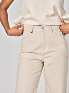 Jean évasé sand FOREST STRIPE femme, SAND, taille XS, porté par Shazney (1m75) – photo 5