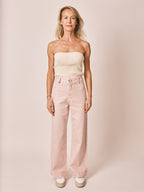 Jean évasé rose FAUVE femme, PINK, taille XS, porté par Jessica (1m75) – photo 2