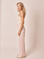 Jean évasé rose FAUVE femme, PINK, taille XS, porté par Jessica (1m75) – photo 3