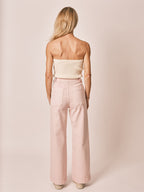 Jean évasé rose FAUVE femme, PINK, taille XS, porté par Jessica (1m75) – photo 4