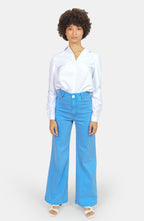 Jean évasé bleu royal FAUVE femme, ROYAL BLUE, taille XS, porté par Marie (1m71) – photo 2