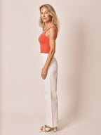 Jean évasé blanc FAUVE femme, WHITE, taille XS, porté par Jessica (1m75) – photo 3