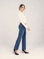 Jean bootcut bleu BEA femme, BLUE, taille XS, porté par Priscilla (1m76) – photo 3