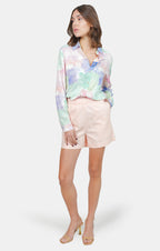 Short court ample ABBY saumon femme, LIGHT SALMON, taille XS, porté par Claire (1m76) (F.A.M. JEANS) – photo 1