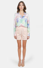 Short court ample ABBY saumon femme, LIGHT SALMON, taille XS, porté par Claire (1m76) – photo 2