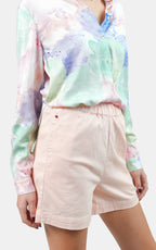 Short court ample ABBY saumon femme, LIGHT SALMON, taille XS, porté par Claire (1m76) – photo 3