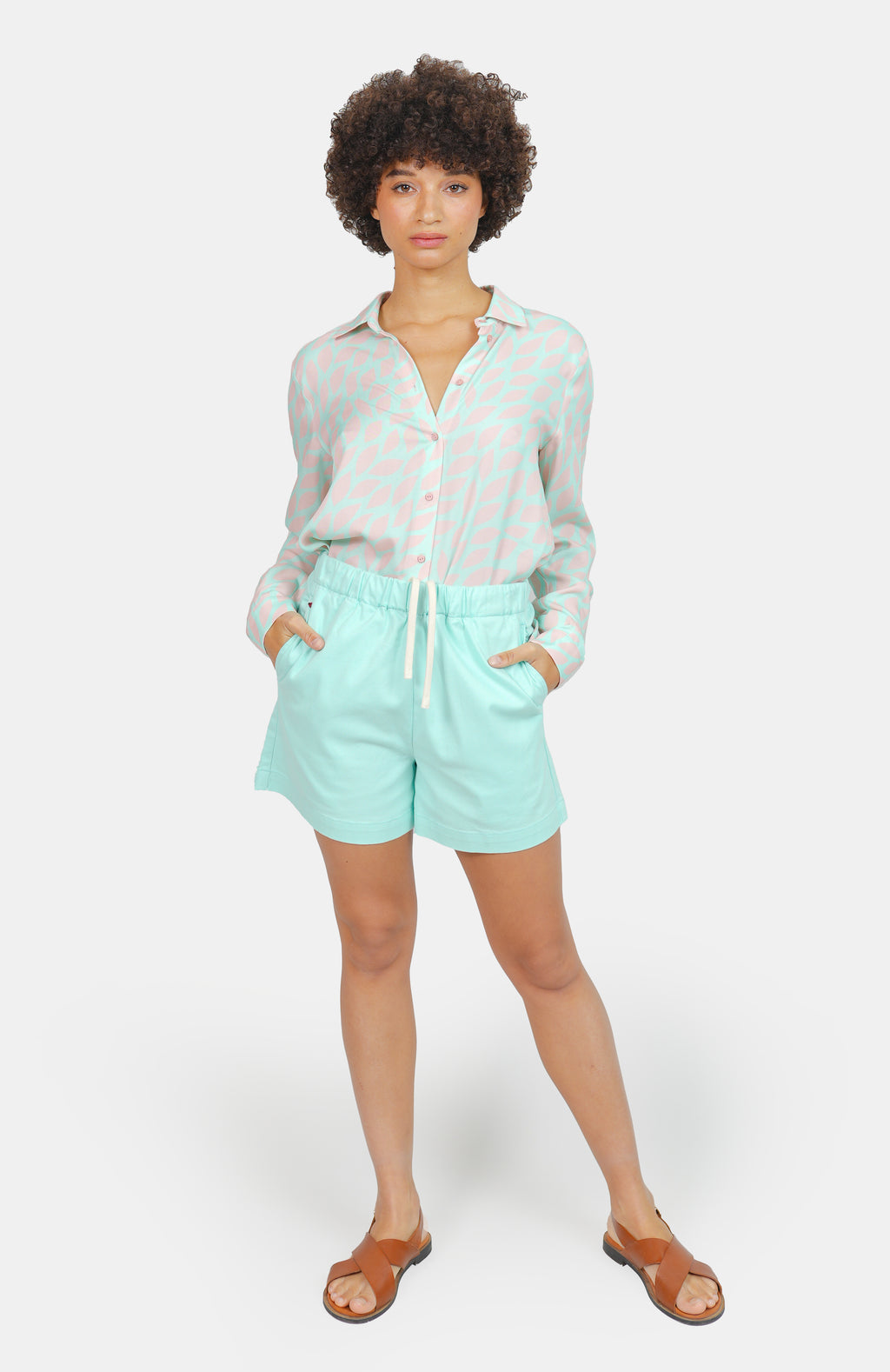 Short ample court ABBY menthe femme, MINT, taille XS, porté par Marie (1m71) (F.A.M. JEANS) – photo 1