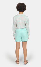 Short ample court ABBY menthe femme, MINT, taille XS, porté par Marie (1m71) – photo 2