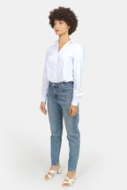 Jean mom taille haute stone POLLY femme, STONE, taille 26, porté par Marie (1m71) – photo 3