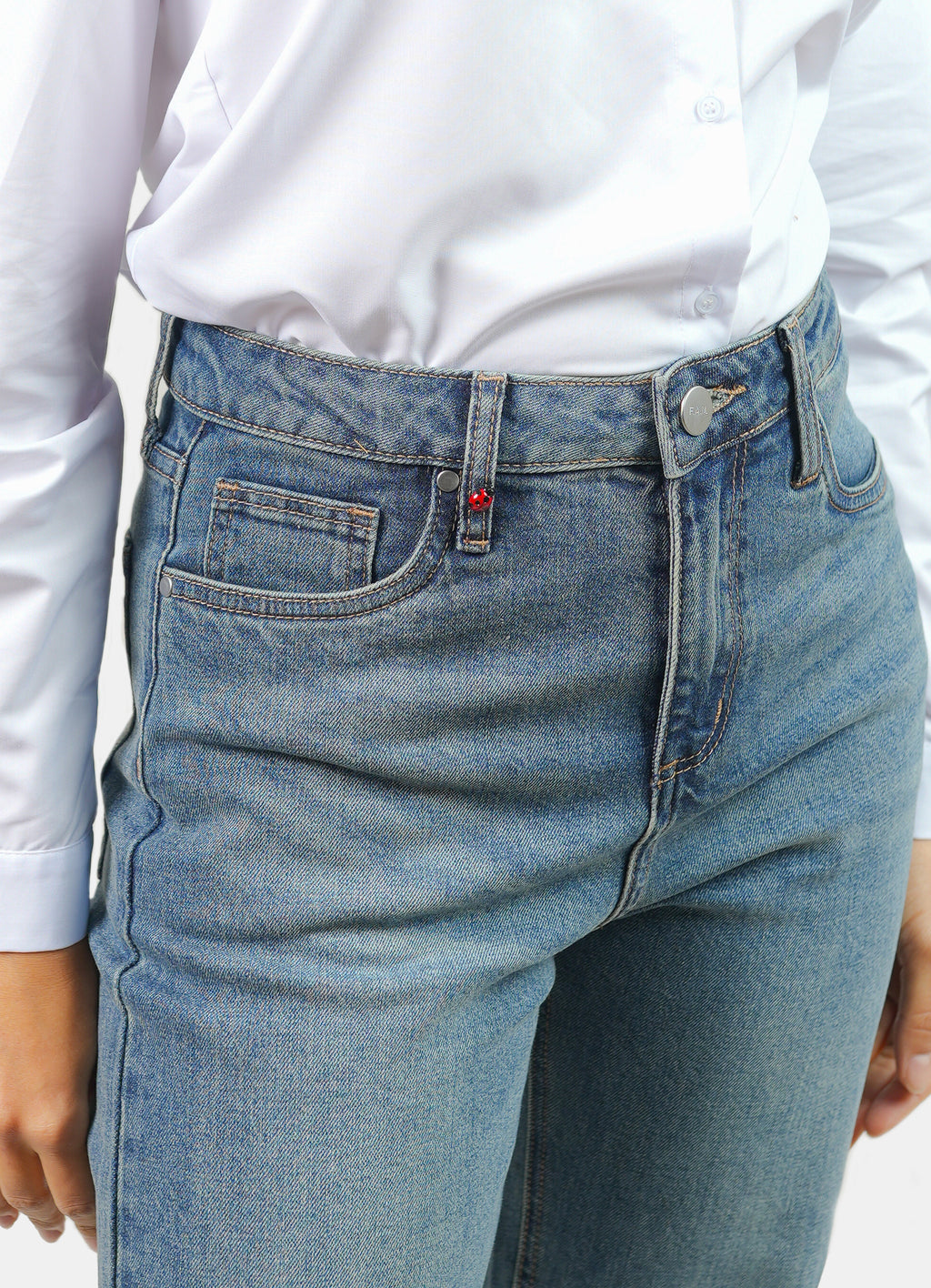 Jean mom taille haute stone POLLY femme, STONE, taille 26, porté par Marie (1m71) – photo 5