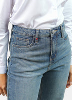 Jean mom taille haute stone POLLY femme, STONE, taille 26, porté par Marie (1m71) – photo 5