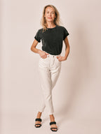 Jean mom blanc taille haute POLLY femme, WHITE, taille 25, porté par Jessica (1m75) (F.A.M. JEANS) – photo 1