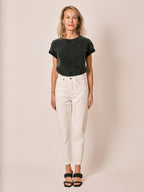 Jean mom blanc taille haute POLLY femme, WHITE, taille 25, porté par Jessica (1m75) – photo 2