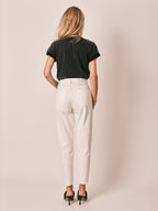 Jean mom blanc taille haute POLLY femme, WHITE, taille 25, porté par Jessica (1m75) – photo 4